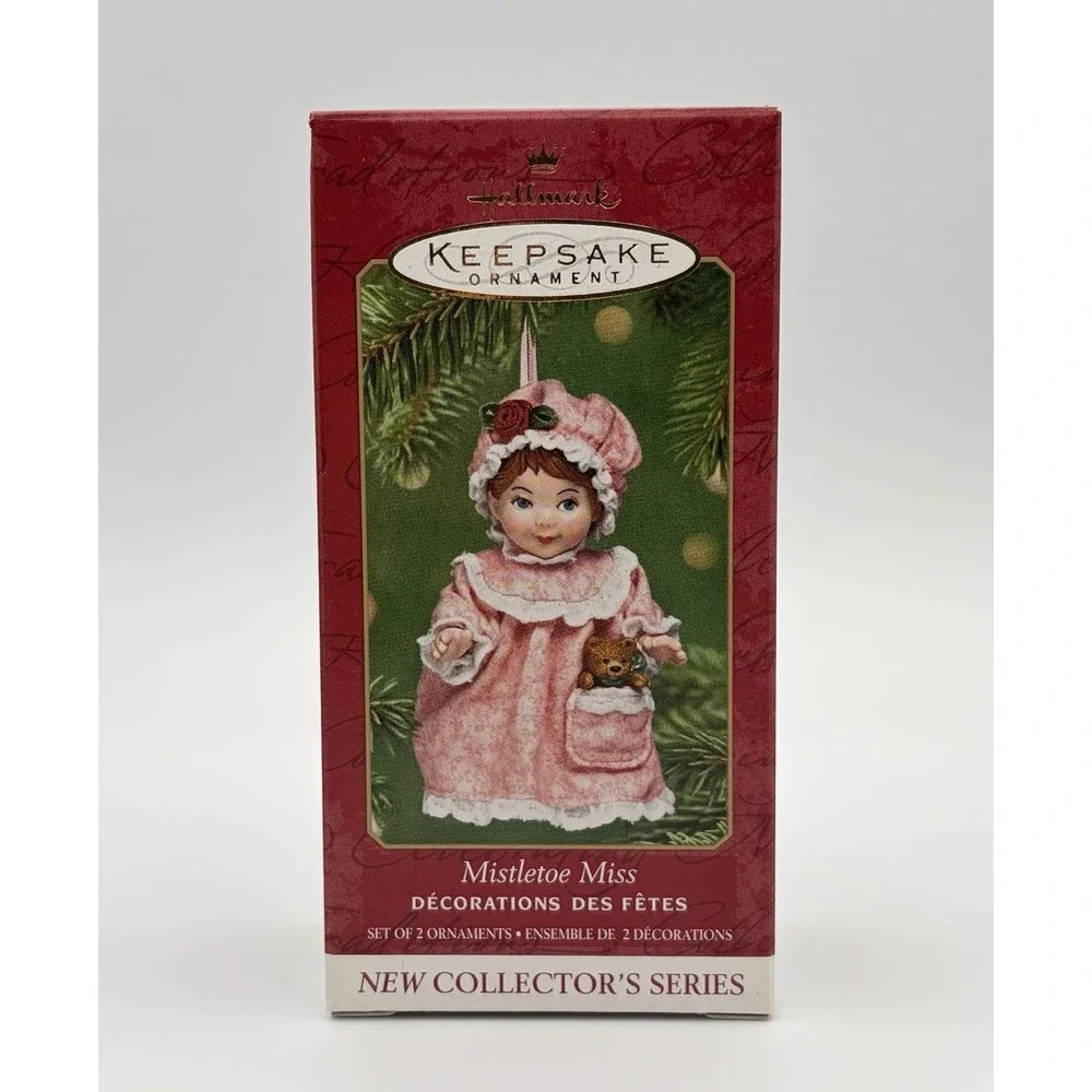 2001 Hallmark Keepsake Ornament Mistletoe Miss 1st Doll Bear QX8092 Vintage